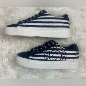 Karl Lagerfeld Navy and White Platform Sneakers